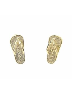 14k yellow gold Hawaiian 6.6mm slipper flip flop thong Hawaii earrings