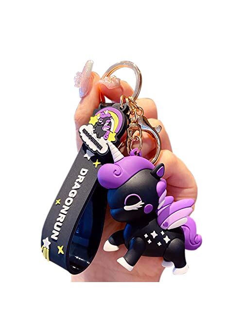BEXOA Cute Keychain Christmas Gift - Kawaii New Year Backpack Charms Cartoon Unicorn Bag Keychains Car Key Ring for Women Men