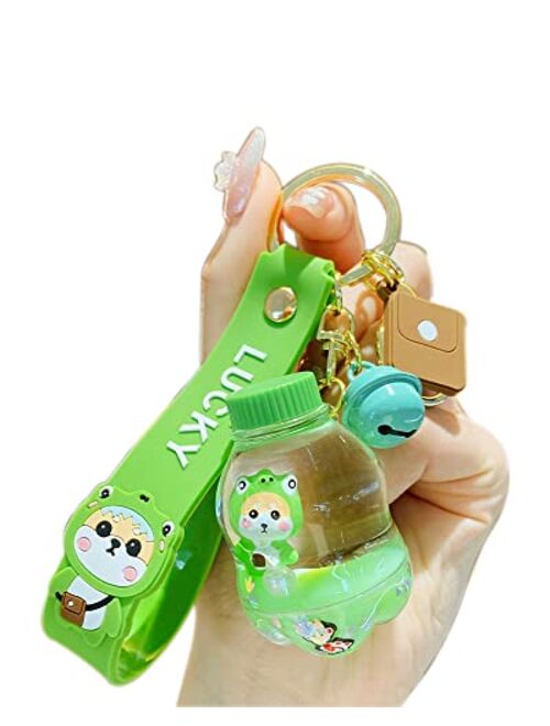 BEXOA Kawaii Keychain Shiba Inu Liquid Floating Quicksand Cute Keychains Bag Charm Car Key Ring for Women Girl