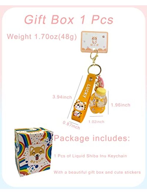 BEXOA Kawaii Keychain Shiba Inu Liquid Floating Quicksand Cute Keychains Bag Charm Car Key Ring for Women Girl