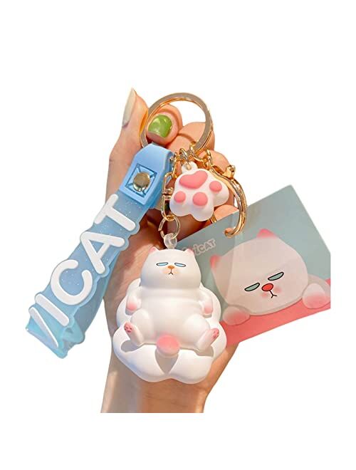 BEXOA Cute Keychain Christmas Gift Kawaii New Year Backpack Charms Cartoon Cat Boy Girl Keychains Women Men Car Key Ring