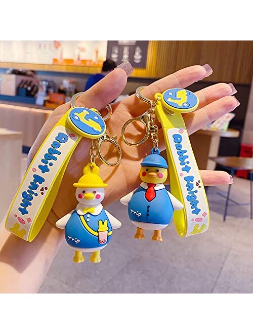 BEXOA Cute Keychain Christmas Gift - New Year Kawaii Duck Keychains Boy Girl Cartoon Backpack Charms Car Key Ring for Women