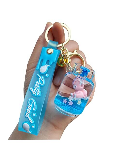TOU-BEGUIN Bottle Key Ring Decoration, Liquid Quicksand Floating Fox Handbag Accessories