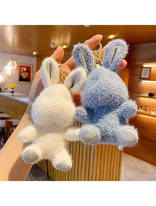 BEXOA Cute Keychain Christmas Gift - New Year Kawaii Plush Rabbit Keychains Boy Girl Backpack Charms Women Men Car Key Ring
