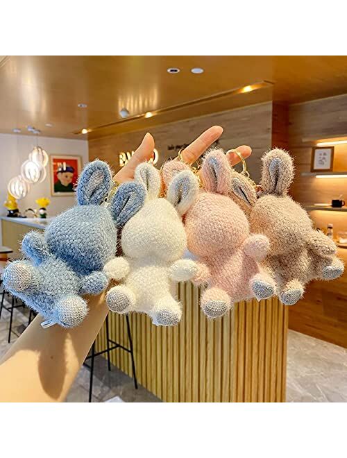 BEXOA Cute Keychain Christmas Gift - New Year Kawaii Plush Rabbit Keychains Boy Girl Backpack Charms Women Men Car Key Ring