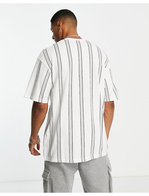 Jack & Jones Originals oversized vertical stripe T-shirt in white