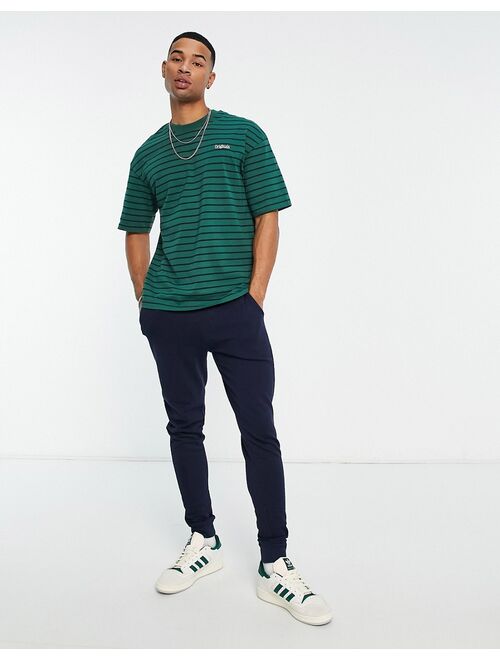 Jack & Jones Originals oversized stripe T-shirt with chest embroidery in green