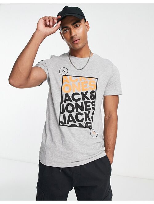 Jack & Jones logo T-shirt in light gray melange