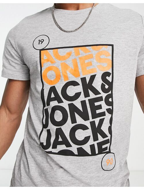 Jack & Jones logo T-shirt in light gray melange