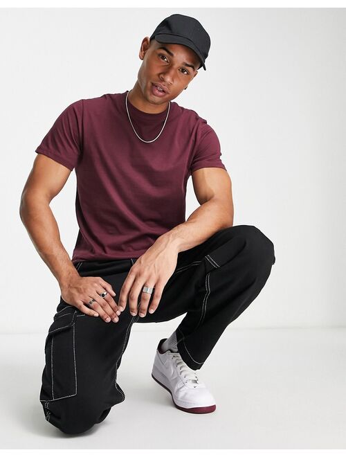 Jack & Jones oversized t-shirt in burgundy