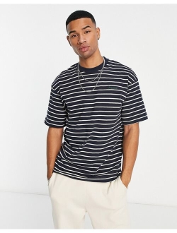 Originals oversized stripe t-shirt with chest embroidery in navy
