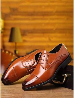 SEGORU Shoes Men Ombre Perforated Detail Lace-up Front Oxford Shoes