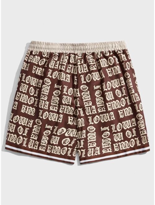 ROMWE Guys Letter Graphic Shorts