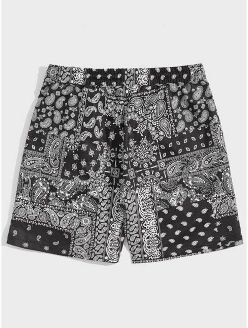 SHEIN Men Paisley Print Drawstring Waist Shorts