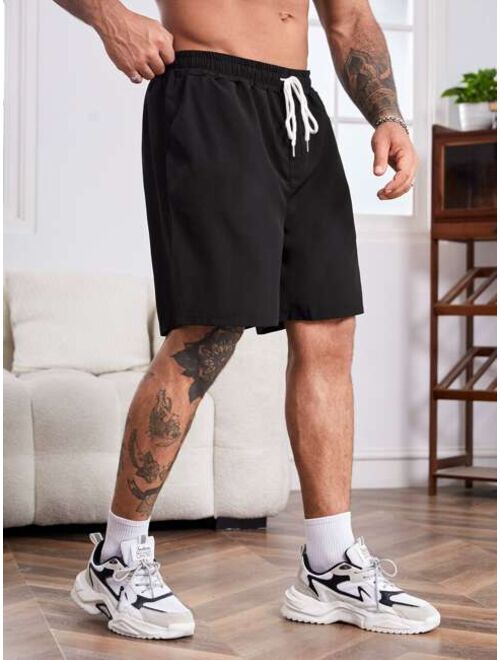 Extended Sizes Men Slant Pocket Drawstring Waist Shorts