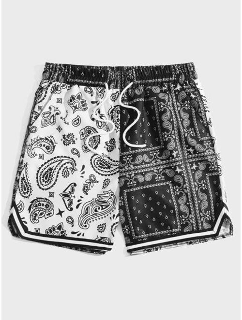 ROMWE Guys Paisley Print Shorts