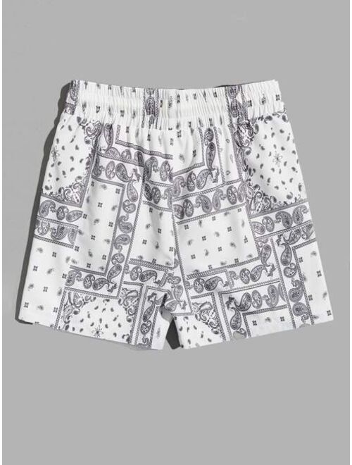 SHEIN Men Paisley Scarf Print Drawstring Waist Shorts