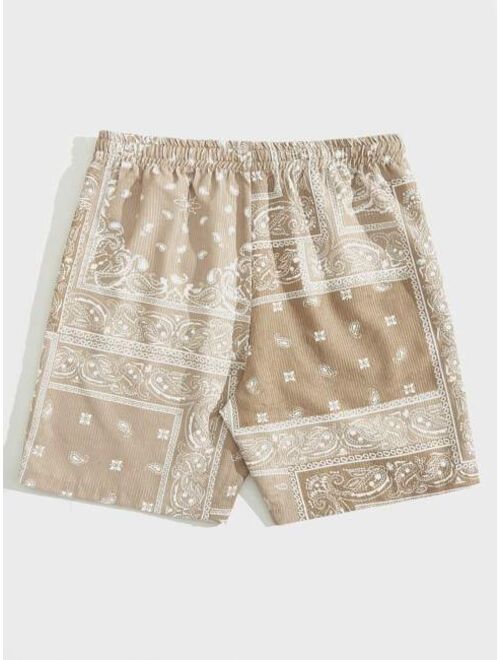 SHEIN Men Paisley Print Drawstring Waist Shorts