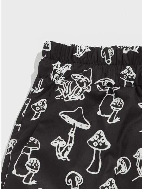 ROMWE Guys Allover Mushroom Print Shorts