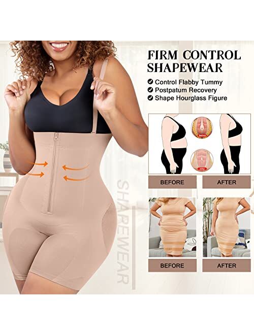 Popilush Shapewear Butt Lifter Tummy Control Body Shaper Hip Enhancer Back Support Thigh Slimming Belly Black