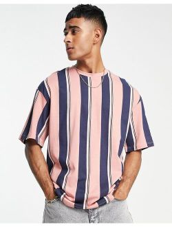 Originals oversize vertical stripe t-shirt in pink