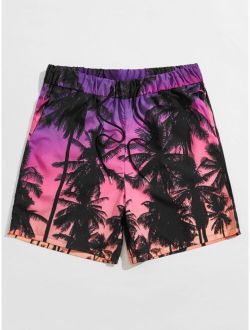 Guys Coconut Tree Graphic Drawstring Shorts