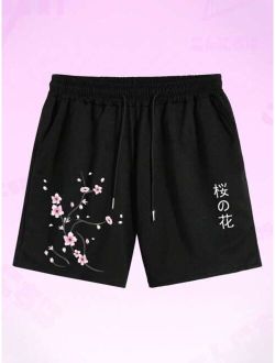 Anime Guys Sakura Print Shorts