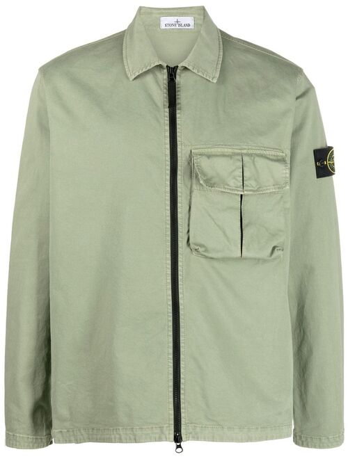 Stone Island Compass-patch cargo shirt jacket