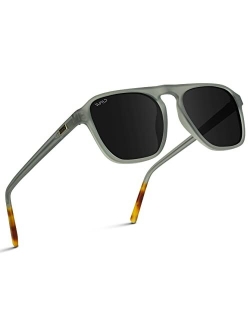 Wearme Pro WMP Eyewear - Modern One Bridge Square Men Retro Polarized Aviator Sunglasses