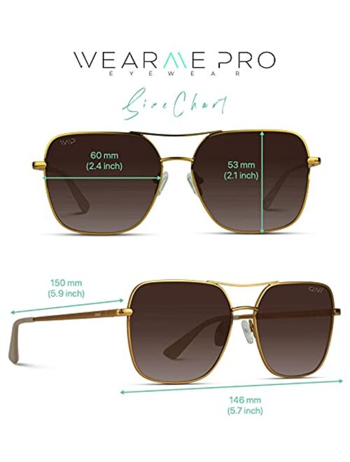 WearMe Pro WMP Eyewear - Trendy Square Oversized Metal Frame Polarized Sunglasses for Women
