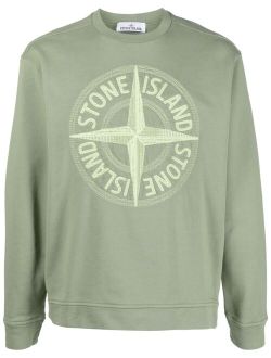 Compass-motif logo-print cotton sweatshirt