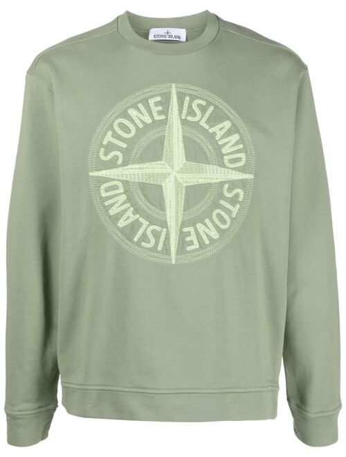 Stone Island Compass-motif logo-print cotton sweatshirt