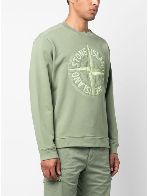Stone Island Compass-motif logo-print cotton sweatshirt