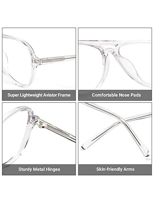 Zeelool Readers TR90 Aviator Reading Glasses with Standard Anti-Reflective Coating for Women Men Erwin ZOT02084-01