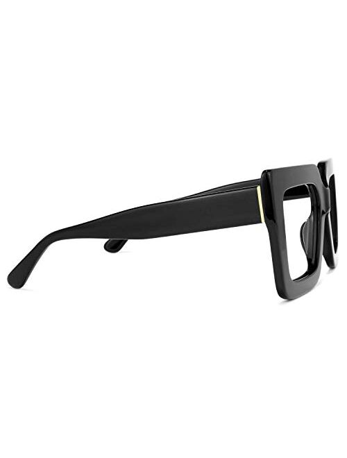 Zeelool Stylish Thick Oversized Square Blue Light Blocking Glasses for Women 100% UV400 Protection Brandon VFP0306