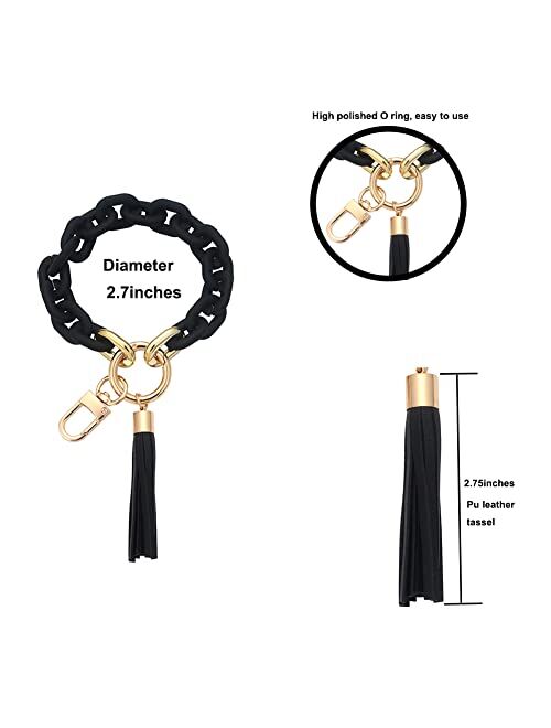 Mythdone Chunky Chain Link Wristlet Keychain Acrylic Bangle Key Ring Bracelet Key Chain Cute Boho Modern Car Keychain Holder