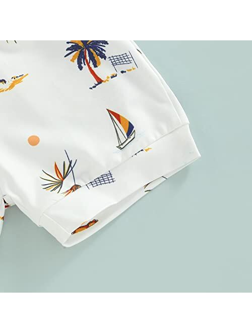 YINGISFITM Summer Baby Boy Clothes Kids Beach Clothes Hawaiian Shirt Sleeveless Tank Tops Baby Shorts Outfits