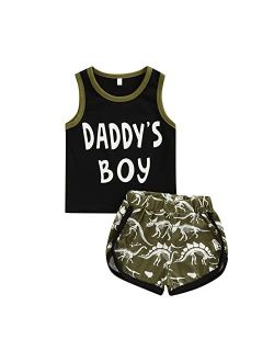 Yingisfitm 2Pcs Baby Boys Summer Clothing Sets Cute Letters Sleeveless Tank Top Printed Jogger Shorts Outfit Casual Clothes