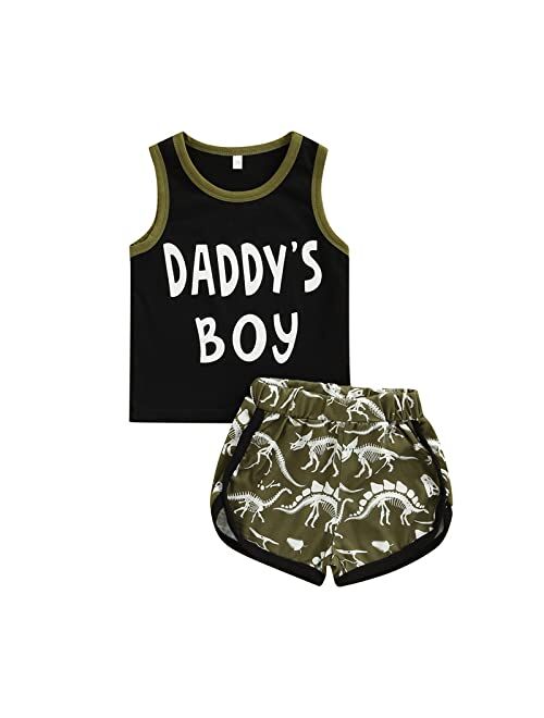 Yingisfitm 2Pcs Baby Boys Summer Clothing Sets Cute Letters Sleeveless Tank Top Printed Jogger Shorts Outfit Casual Clothes