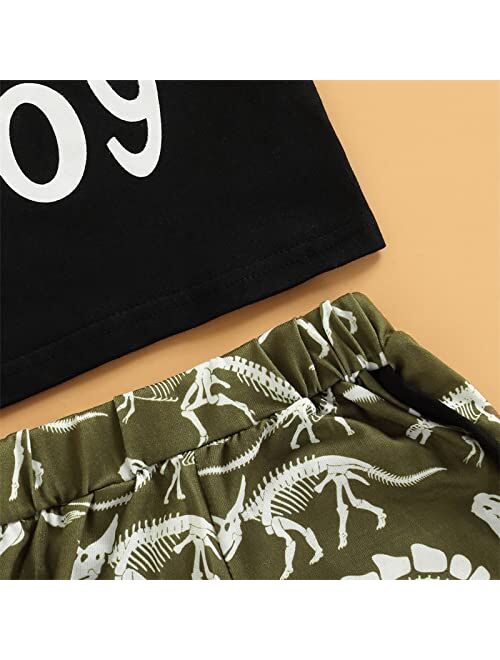 Yingisfitm 2Pcs Baby Boys Summer Clothing Sets Cute Letters Sleeveless Tank Top Printed Jogger Shorts Outfit Casual Clothes