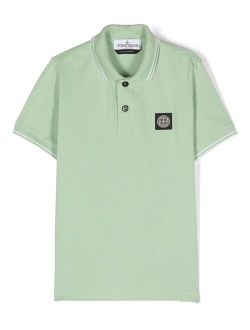 Junior Compass-patch tipped polo shirt