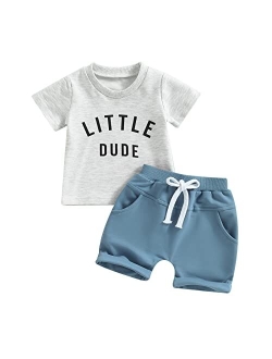 YINGISFITM Toddler Baby Boy Clothes Letter Short Sleeve T Shirt Top Boys Shorts with Pocket Cute Summer Outfit 2Pcs Set