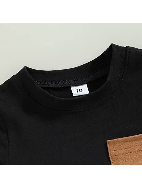 YINGISFITM Toddler Baby Boy Clothes Letter Short Sleeve T Shirt Top Boys Shorts with Pocket Cute Summer Outfit 2Pcs Set