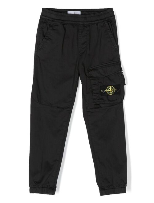 Stone Island Junior Compass-patch casual trousers