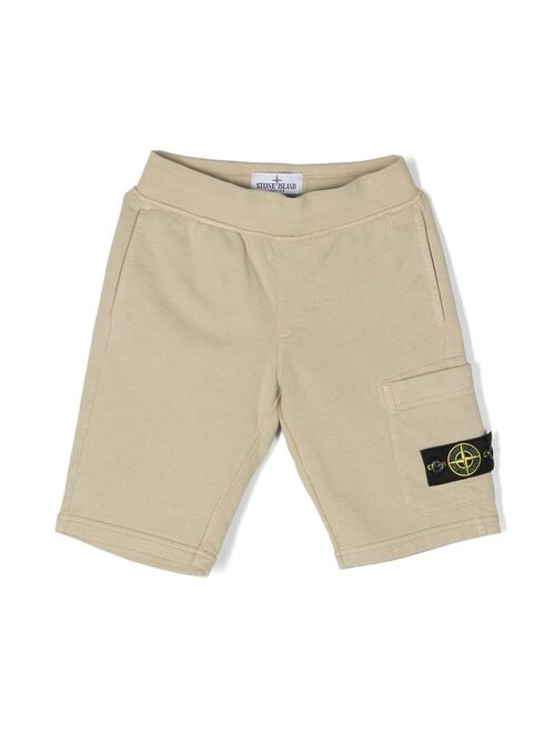 Stone Island Junior logo patch cargo shorts