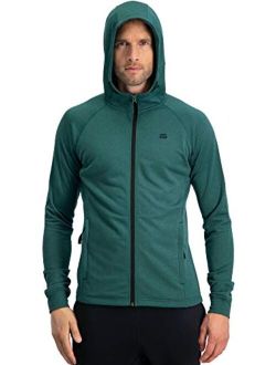 Mens Golf Hoodie Full Zip Jacket - Dry Fit Moisture-Wicking Fabric, Side Pocket Zippers & Adjustable Hoodie