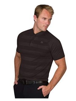 Golf Shirts for Men - Dry Fit Collarless Polo Shirts - Lightweight and Breathable, Stripe Design