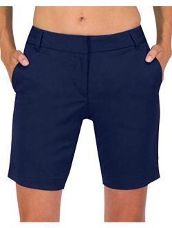 Womens Bermuda Golf Shorts 8 Inch Inseam - Quick Dry Active Shorts with Pockets, Athletic and Breathable