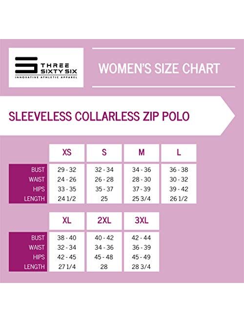 Three Sixty Six Womens Sleeveless Collarless Golf Polo Shirt with Zipper - Quick Dry Tank Tops for Women