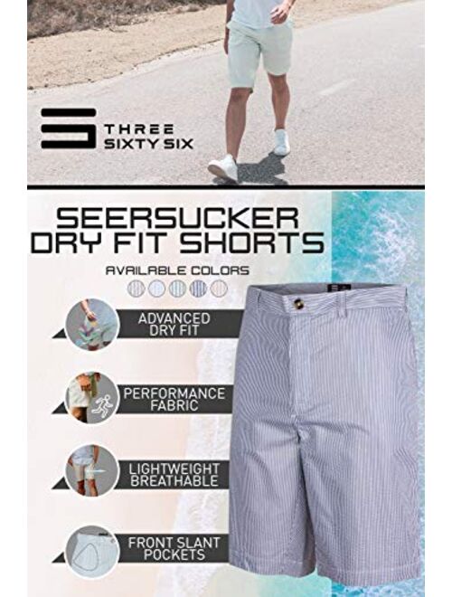 Three Sixty Six Seersucker Golf Short for Men - Quick Dry Casual Walk Shorts - 10 Inch Inseam